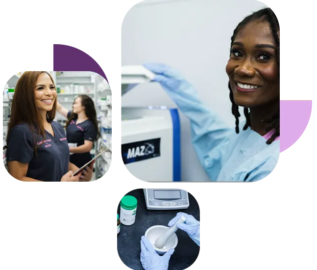 A collage of the Alamo Ranch Pharmacy & Wellness team at work in the pharmacy